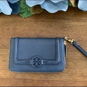 Tory Burch Blue Pebble leather wallet
